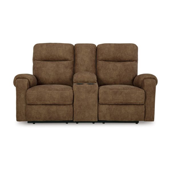 Ashley Woli Manual Recliner Loveseat | 75  | Classic Brown Faux Leather For Sale - Image 2