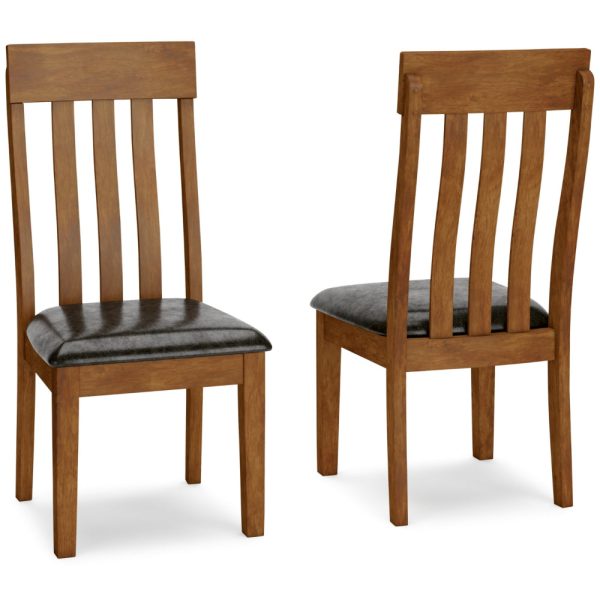 Ashley Raly Dining Side Chair Set of 2 | Brown Faux Leather | Slated Back Discount