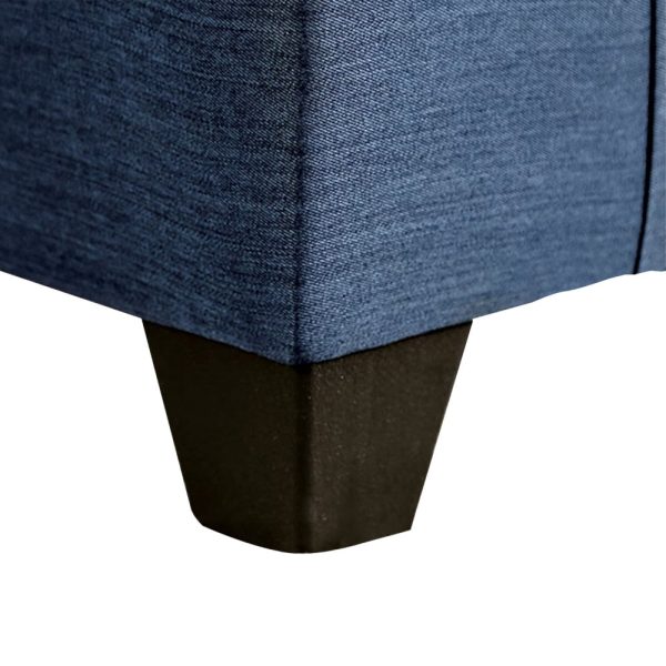 Lipa Sectional Sofa, Navy Blue Denim Like Fabric, 3 Pillows, 90 Inch Online Sale - Image 3