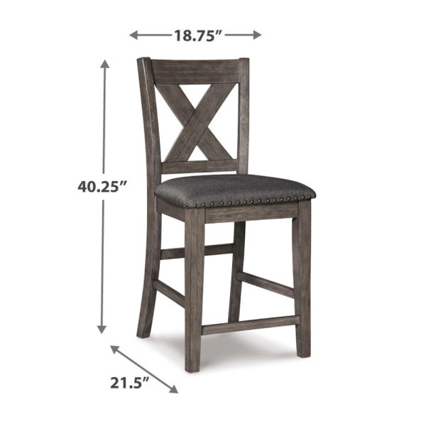 Ashley Caity Counter Height Chair Set of 2 | Gray Acacia Wood | X Shaped Back Online Sale - Image 5