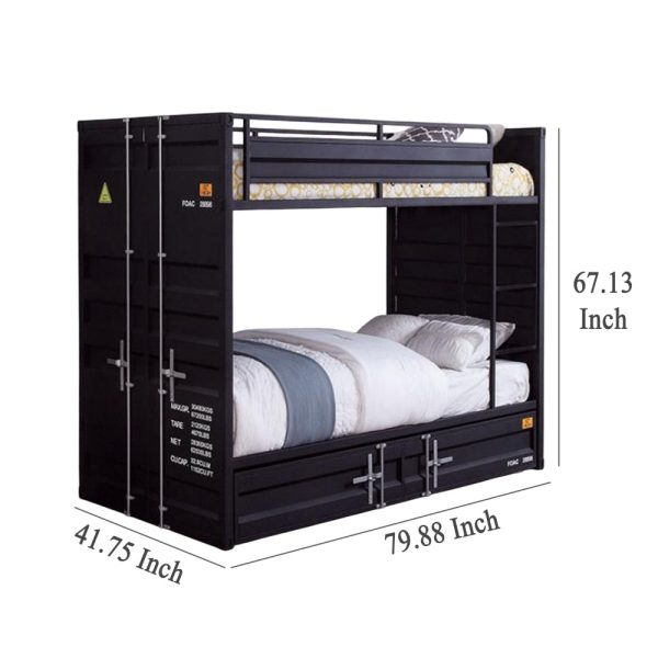 Ariel Twin Over Twin Bunk Bed, Built in Ladder, Guardrails, Black For Cheap - Image 5