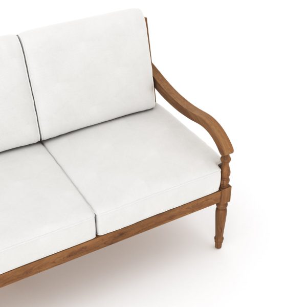 Pena Outdoor Sofa, White Linen Cushions, 76 Inch Brown Acacia Wood on Sale - Image 4