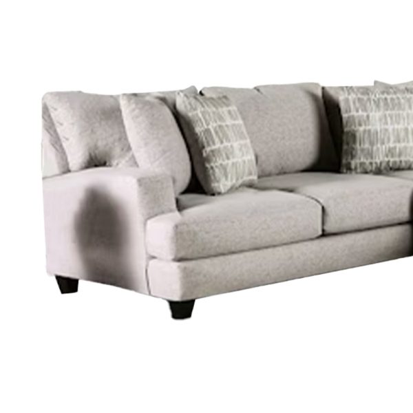 Abil Sectional Sofa, Light Gray Fabric, 6 Accent Pillows, 141 Inch Cheap - Image 4