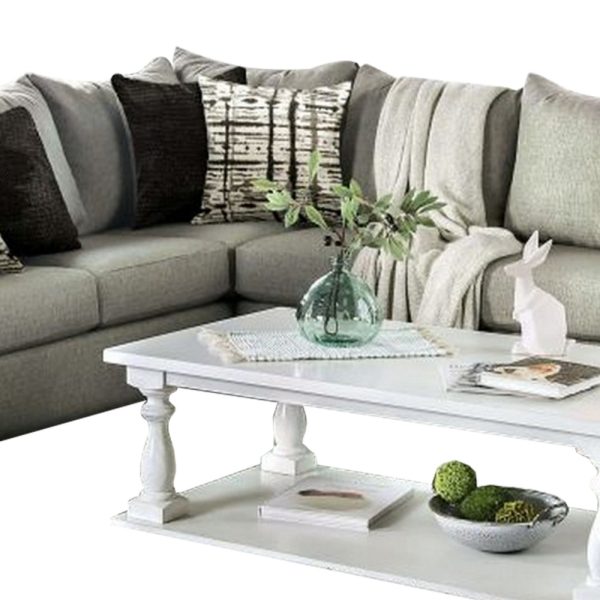 Nate Sectional L Sofa, Gray Linen,  6 Accent Throw Pillows, 107 Inch Discount - Image 3