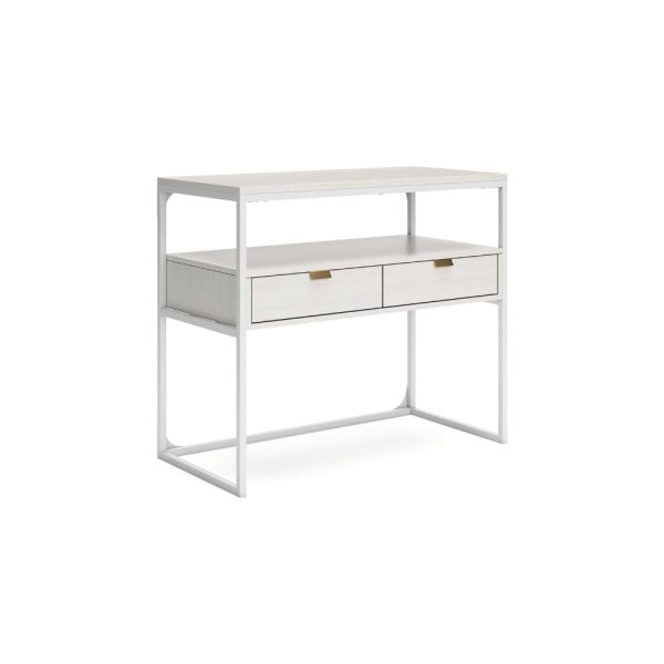 Ashley Deni Credenza Desk I White Wood I 2 Drawers 1 Shelf I Metal 36  Frame Online Sale
