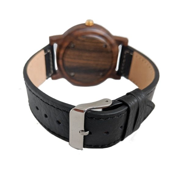 Personalized Arce Wooden Watch | Black Leather Supply - Image 3