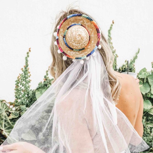 Mini Sombrero Veil with Pom Poms Discount