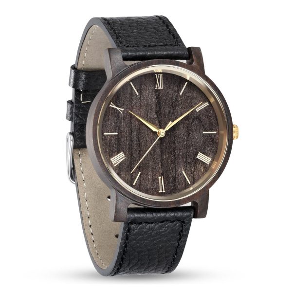 Personalized Arce Wooden Watch | Black Leather Supply