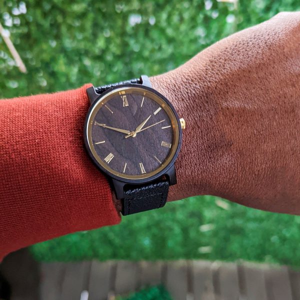 Personalized Arce Wooden Watch | Black Leather Supply - Image 4