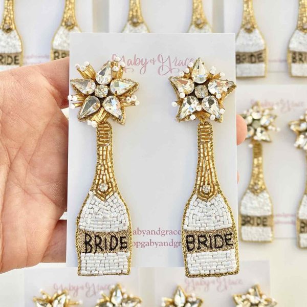 Pink Cheers Champagne Bottle Beaded Earrings Discount - Image 3