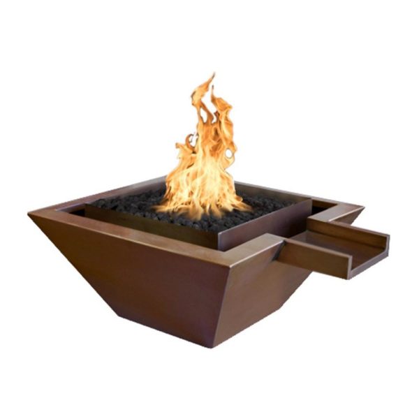 Top Fires Maya 36-Inch Square Copper Gas Fire and Water Bowl - Match Lit (OPT-SQ36FANDW) For Cheap