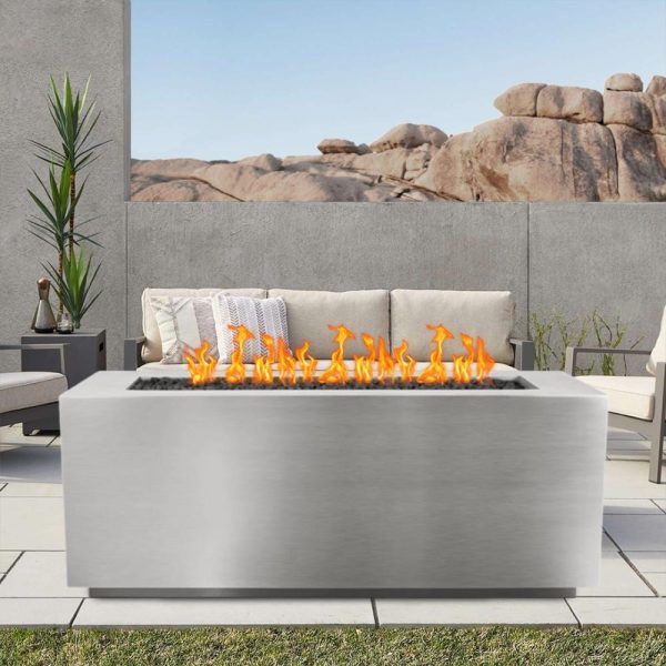 Top Fires Pismo 24-Inch Tall Rectangular Stainless Steel Gas Fire Pit - Match Lit Online Sale - Image 4