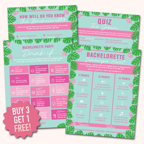 Tropic Like It s Hot Bachelorette Party Games | Printable PDFs Online Sale