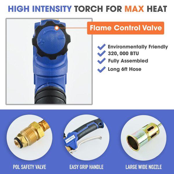 Flame King Propane Torch Weed Burner with Blast Trigger 320,000 BTU Hot on Sale - Image 4