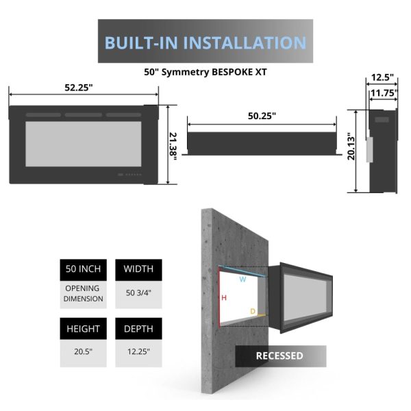Amantii SYMMETRY Bespoke Extra Tall Built-In Smart Electric Fireplace with Sound Fashion - Image 3