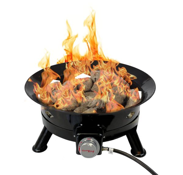 Flame King Outdoor Portable Propane Gas 24″ Fire Pit Bowl with Self Igniter Cover Carry Straps Online