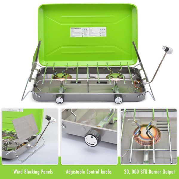 Flame King 2 Burner Portable Propane Gas Camping Stove Grill Sale - Image 4