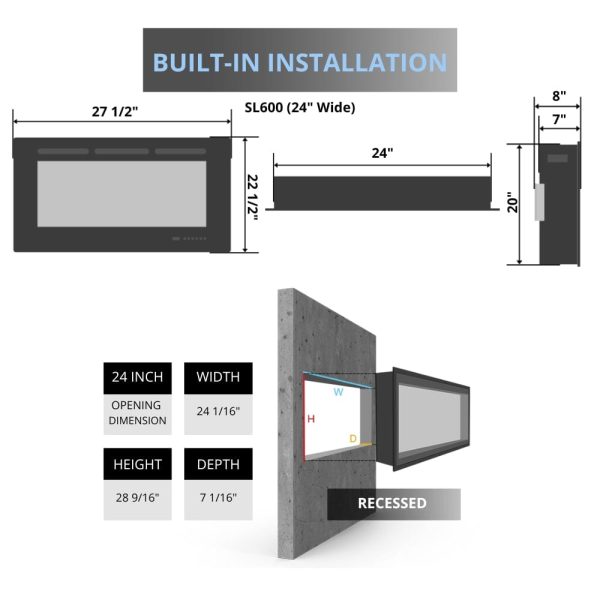 Flamerite E-FX Slim Line Built-In Smart Electric Fireplace Discount - Image 3
